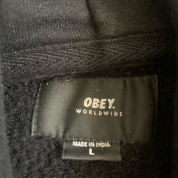 Obey Worldwide Black Fleece Long Sleeve Casual Hoodie Sweater Sz L Unisex - Picture 4 of 5